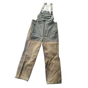 Filson Double Hunting Bibs 36x30 Medium with Zipper Waxed Canvas Brown Cotton